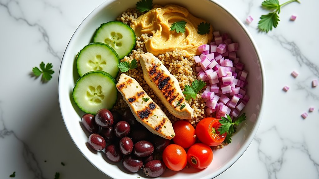 healthy mediterranean protein bowl