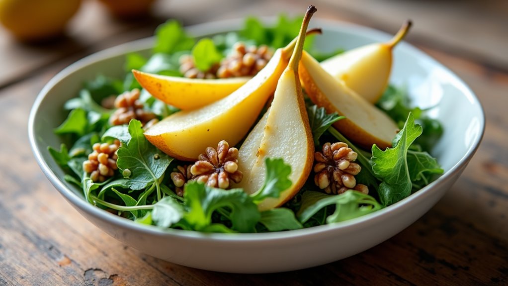 arugula pears walnuts salad
