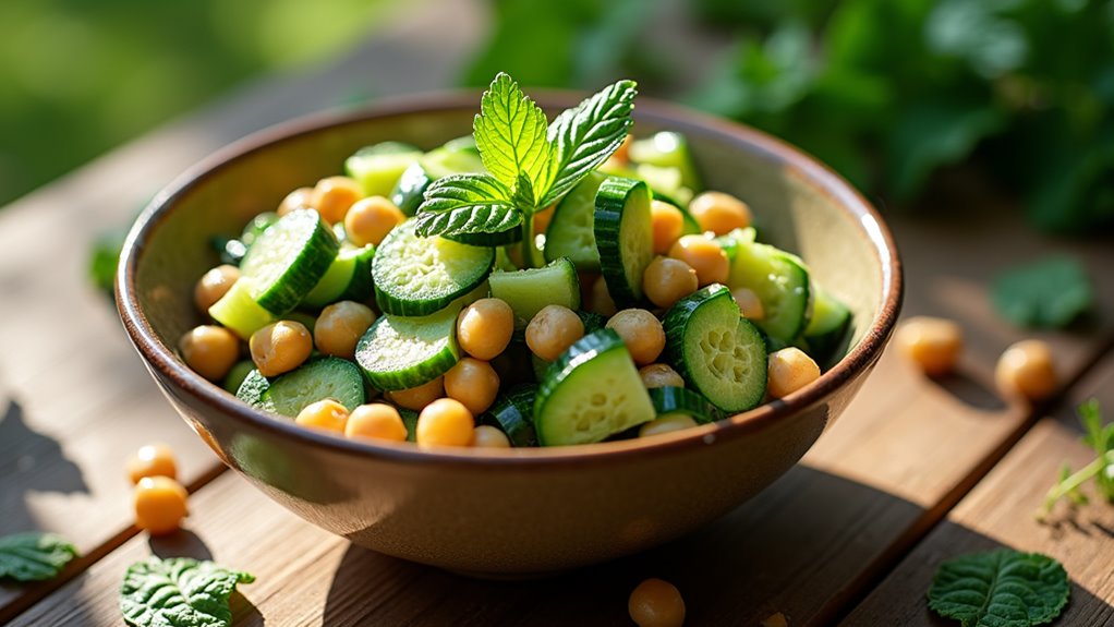 chickpea cucumber mint salad