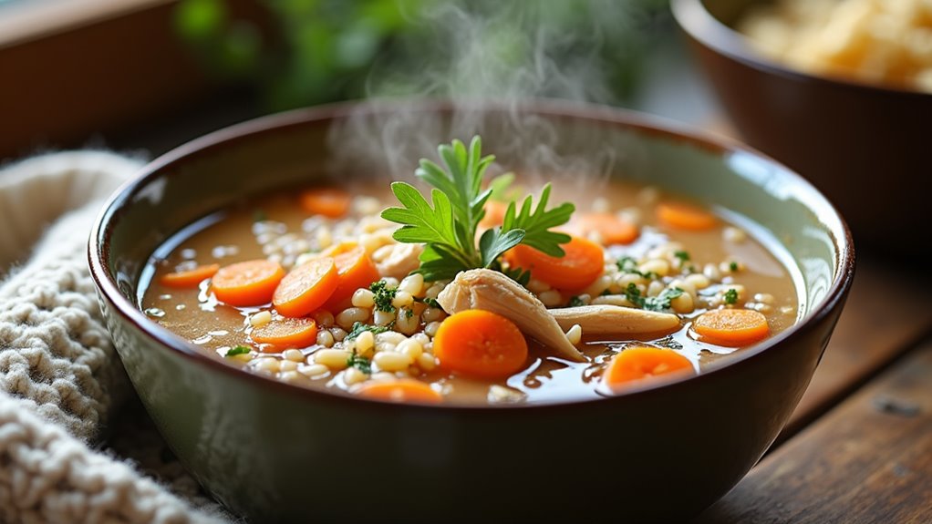 comforting chicken rice soup