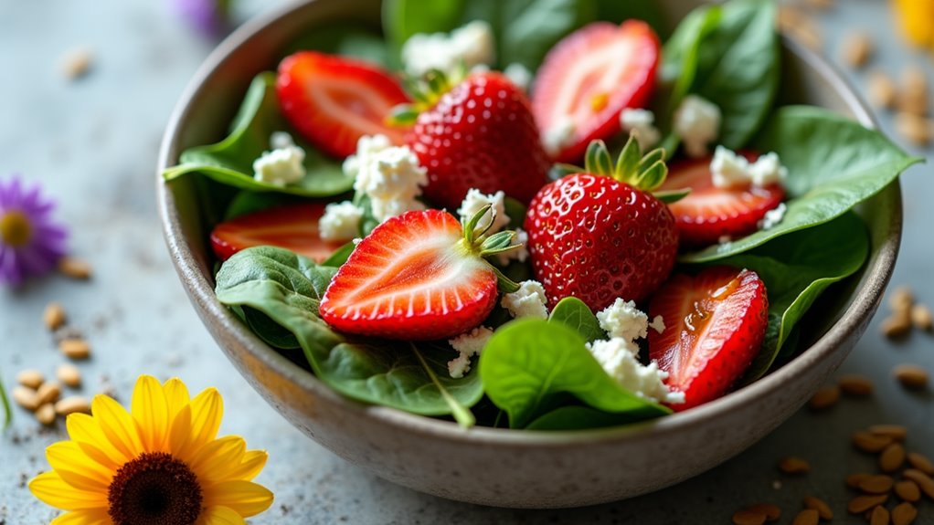 fresh spinach strawberry feta salad