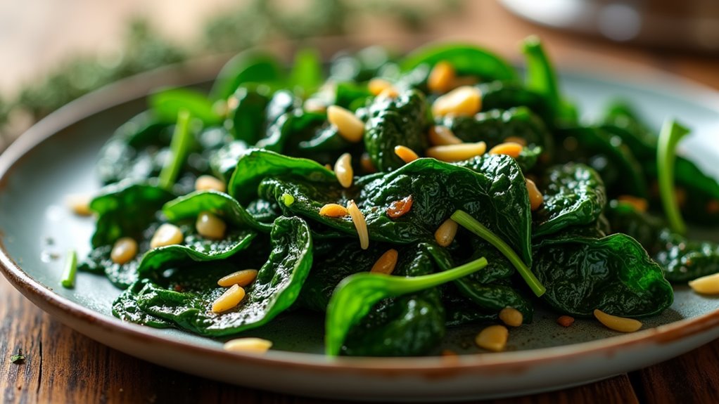 garlic infused saut ed spinach