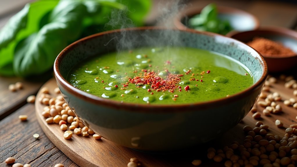 nutritious lentil spinach soup