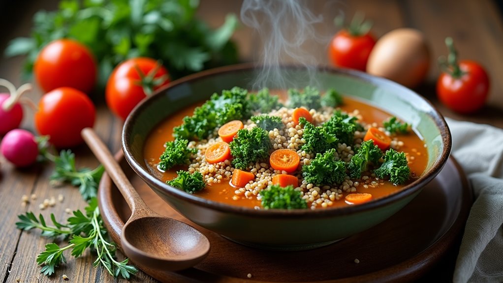 nutritious soup with quinoa