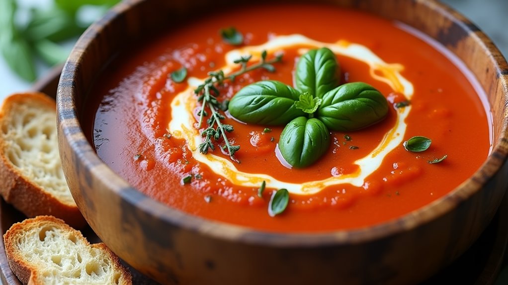 rich basil infused tomato soup