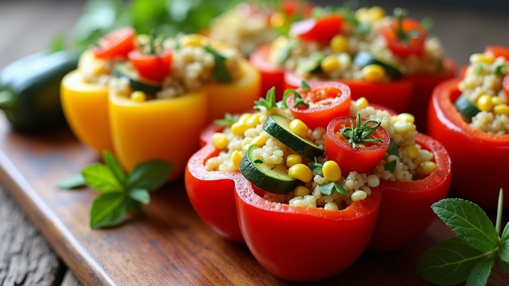 seasonal veggie stuffed peppers