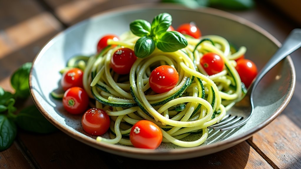 zucchini noodles with tomatoes